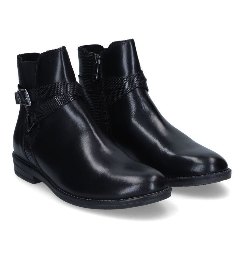 Marco Tozzi Bottines plates en Noir en cuir (315361)