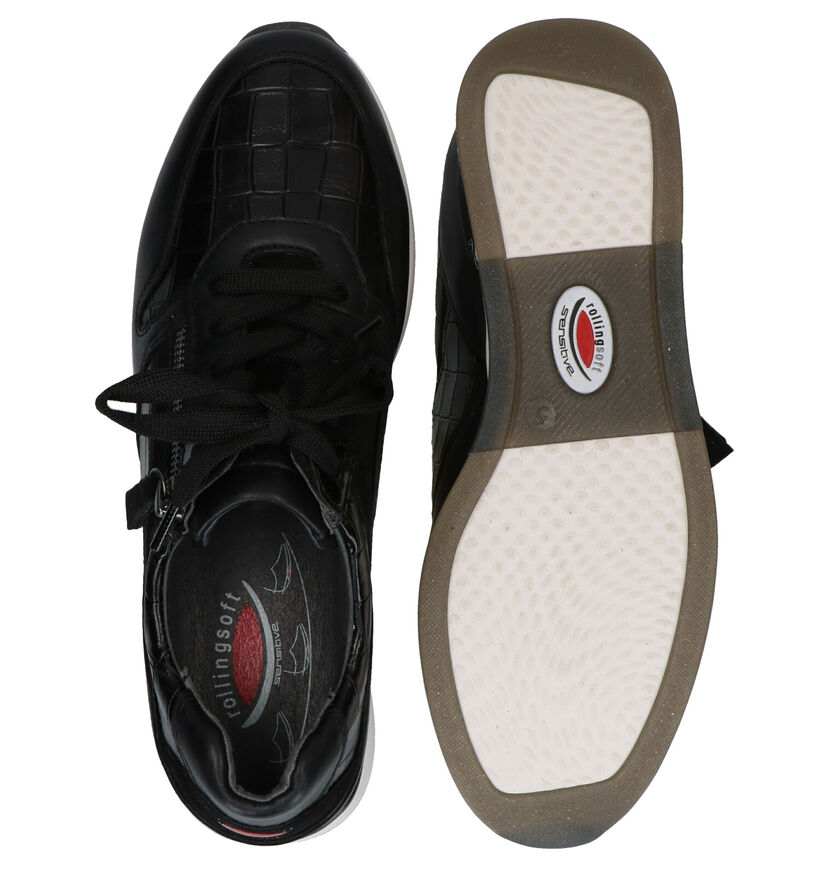 Gabor Rollingsoft Zwarte Veterschoenen in leer (282347)