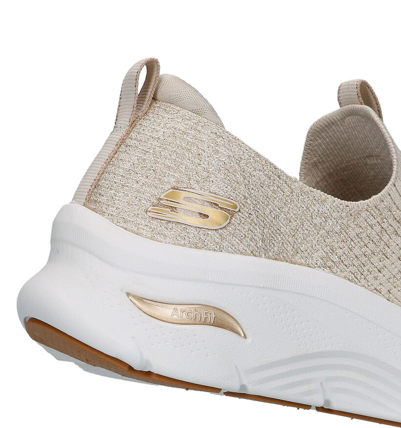 Skechers Arch Fit D'Lux Glimmer Dust Beige Slip-on sneakers voor dames (325457) - geschikt voor steunzolen