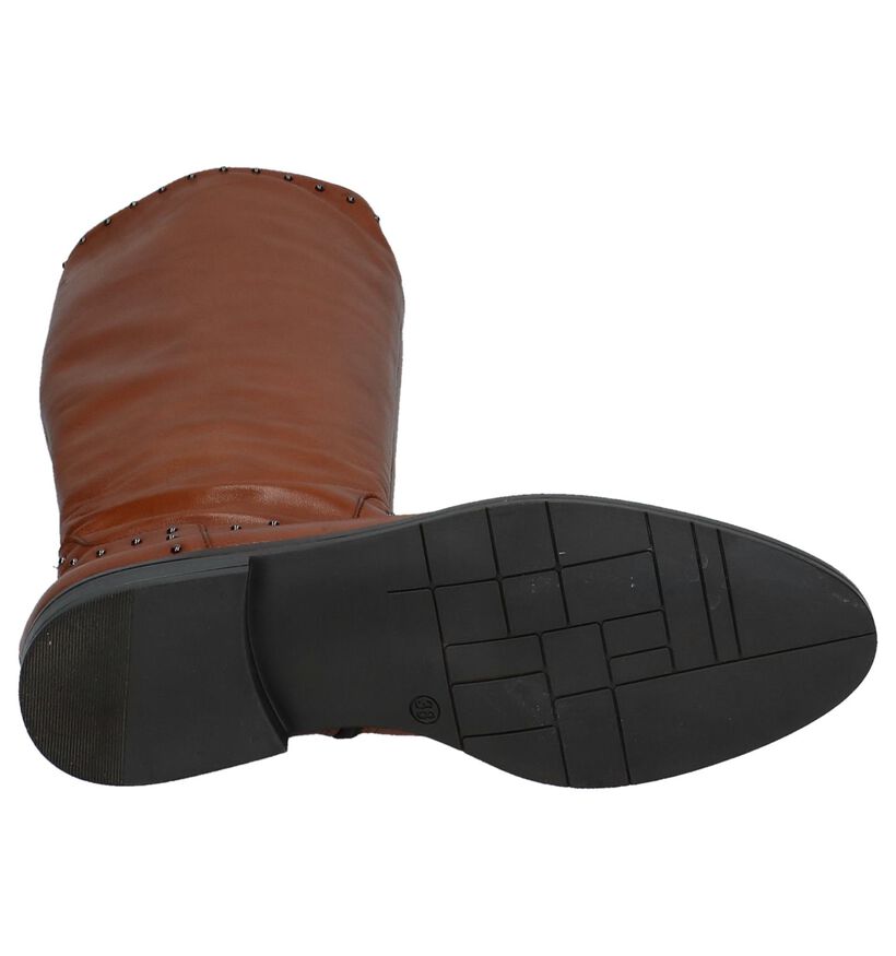 Cognac Lange Laarzen met Rits Via Limone in leer (227172)