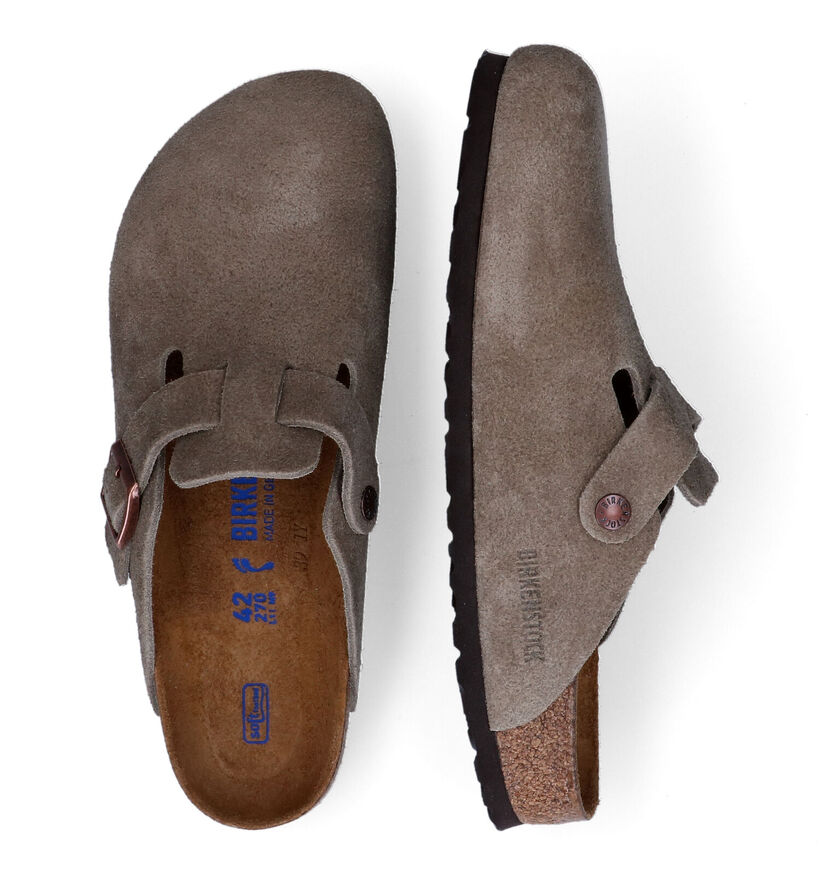 Birkenstock Boston Soft footbed Beige Slippers in daim (305414)