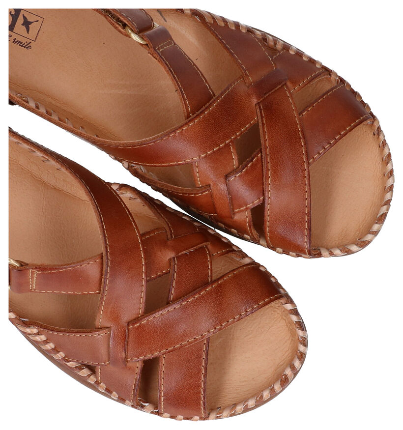 Pikolinos Cadaques Ecru/Cognac Sandalen in leer (289114)