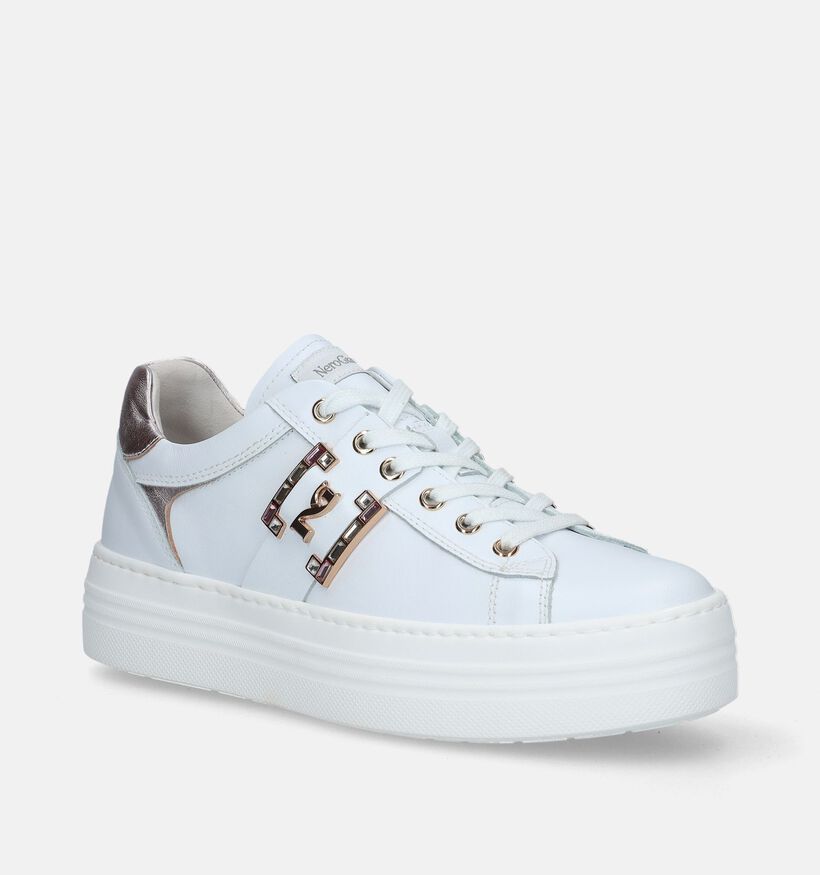 NeroGiardini Witte Sneakers voor dames (337182) - geschikt voor steunzolen