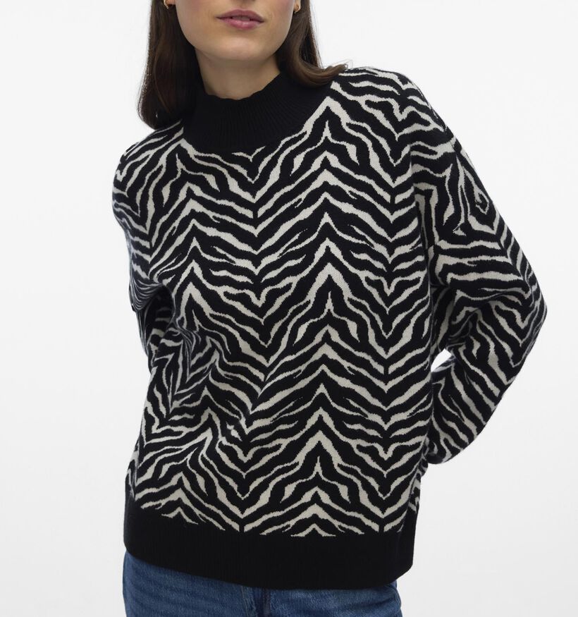 Vero Moda Maria Pull en Noir/Blanc pour femmes (364542)