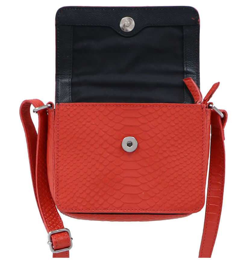 Via Limone Koraalrode Crossbody Tas in leer (276262)