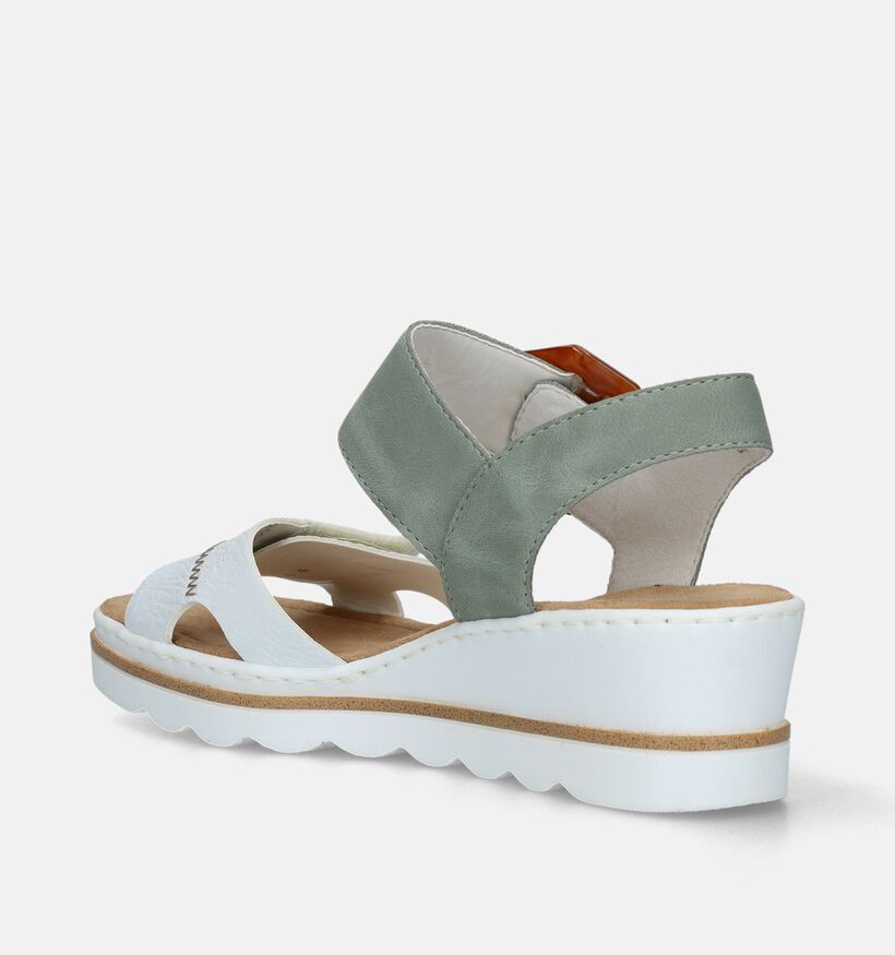 Rieker Sandales talon compensé en Blanc pour femmes (354959)