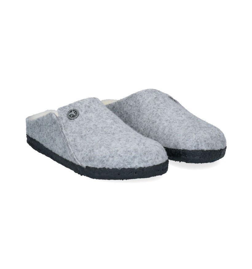 Birkenstock Zermatt Rivet Pantoufles en Bleu en laine (297719)