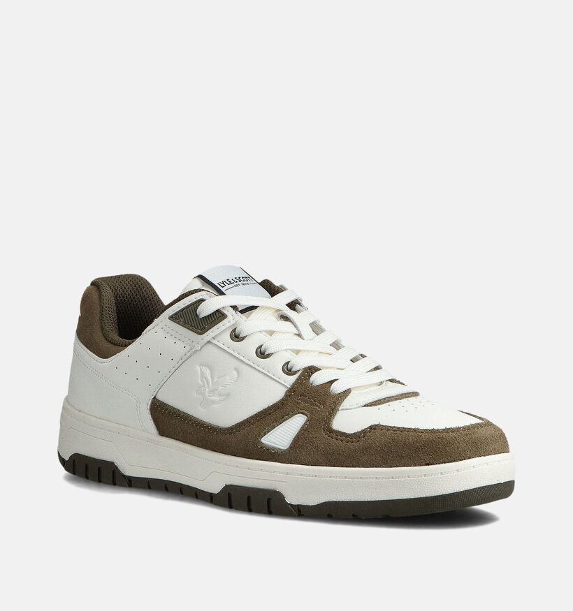 Lyle & Scott Evanton Witte/Groene Veterschoenen voor heren (362621) - geschikt voor steunzolen