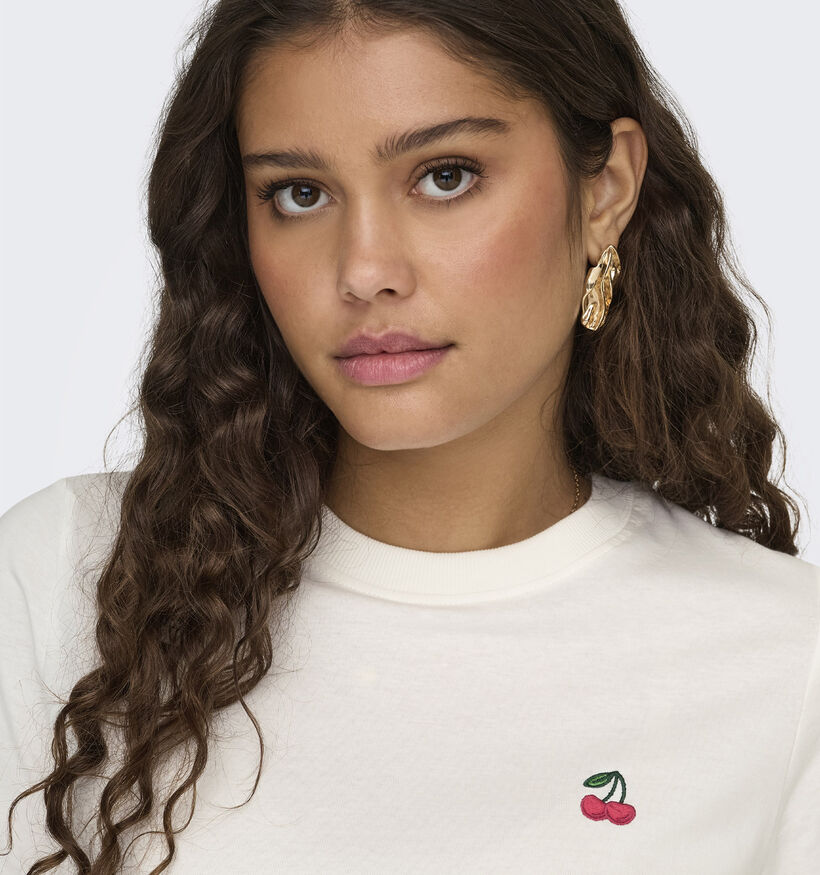 JDY Pisa Cherry Witte T-shirt voor dames (374856)