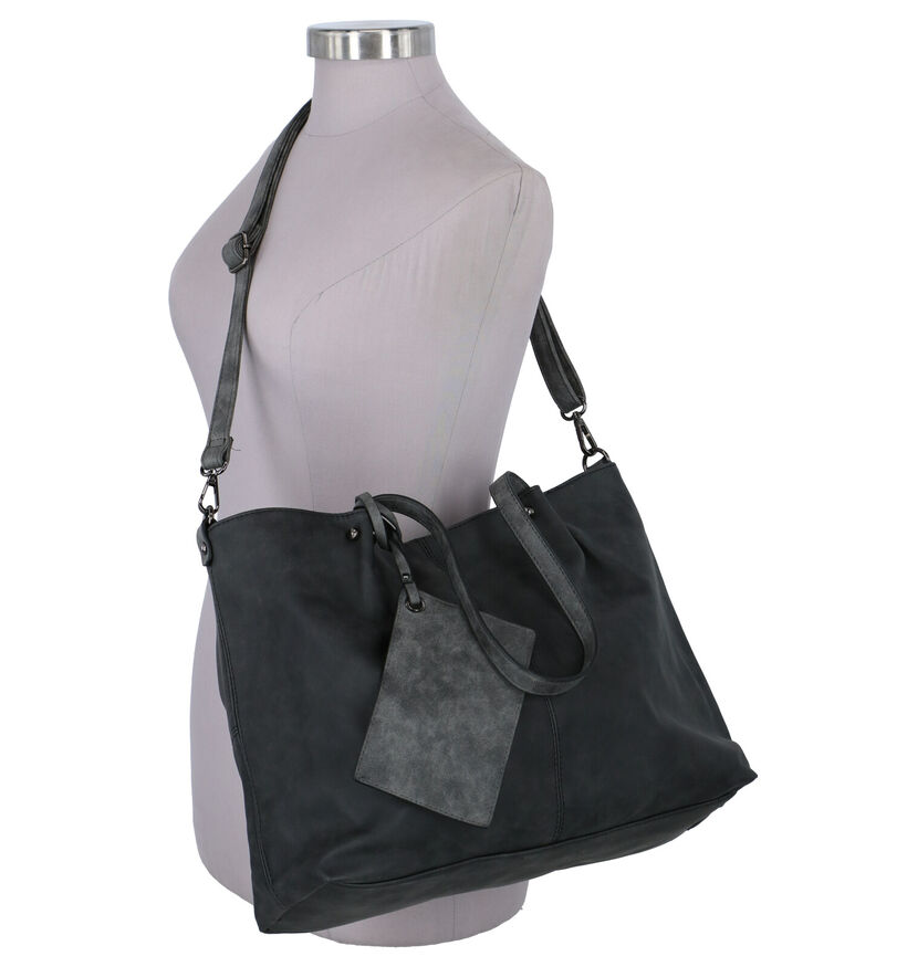 Emily & Noah Donkergrijze Bag in Bag Shopper in kunstleer (260911)