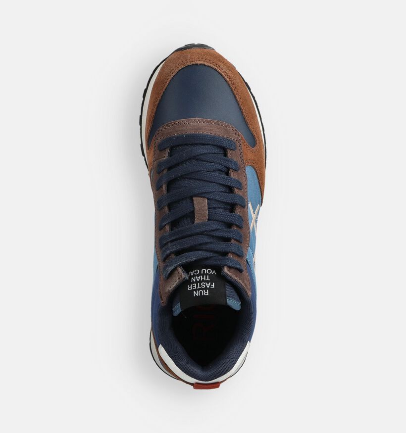 Sun68 Tom 2.0 Solid Blauwe/Bruine Sneakers voor heren (361801) - geschikt voor steunzolen