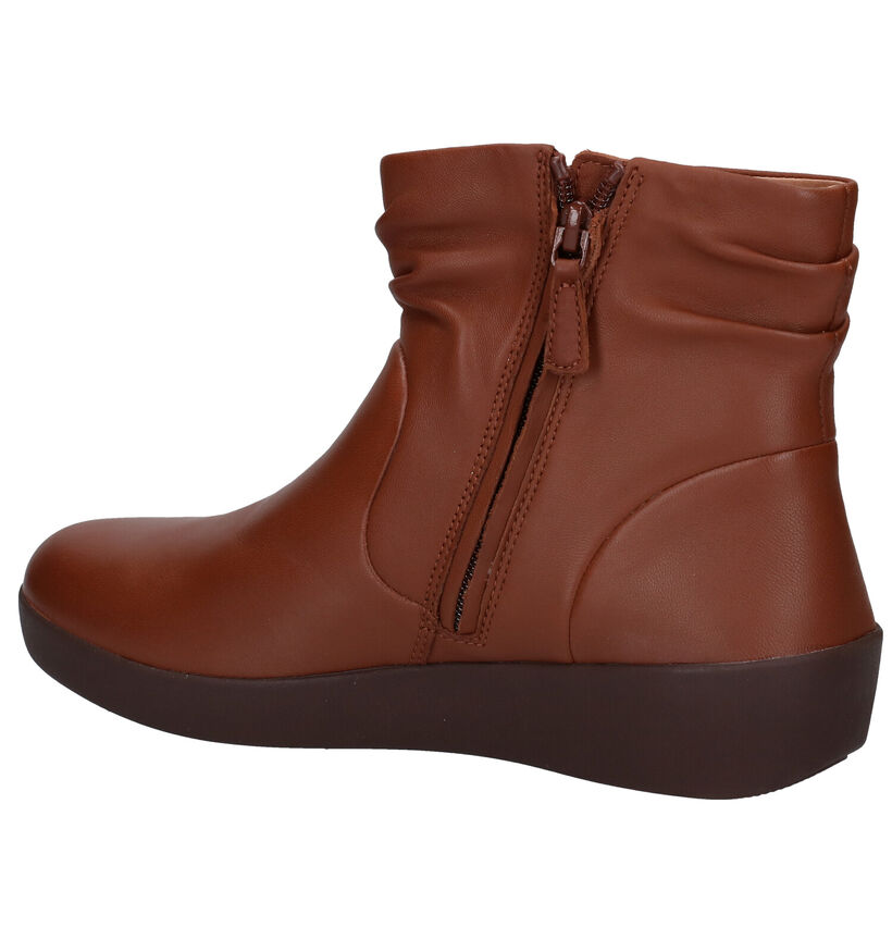 FitFlop SkateBootie Leather Bottillons en Cognac en cuir (279825)