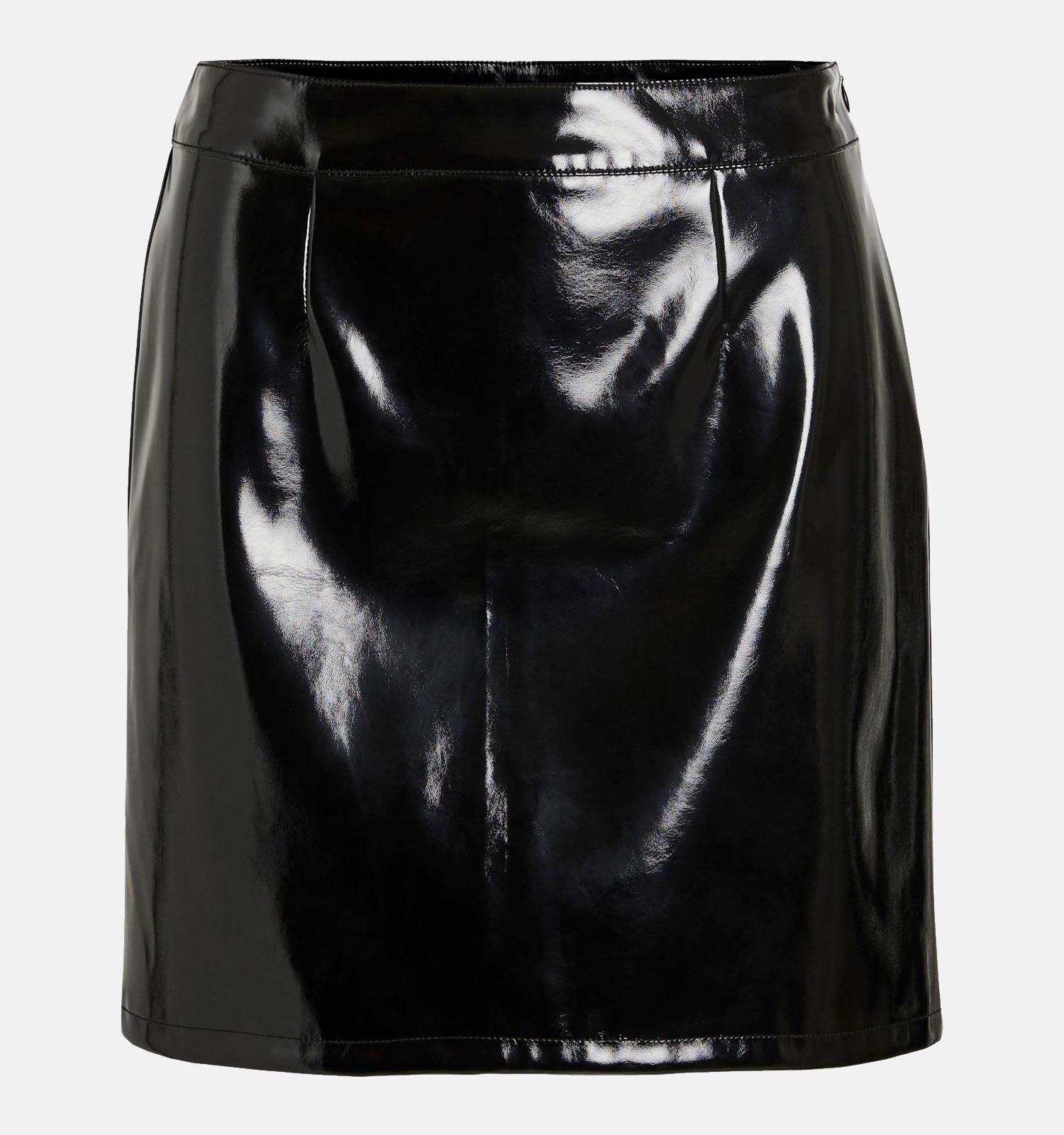 Vila Viskin Shiny Zwarte Korte Lederlook Rok Dames Rokken