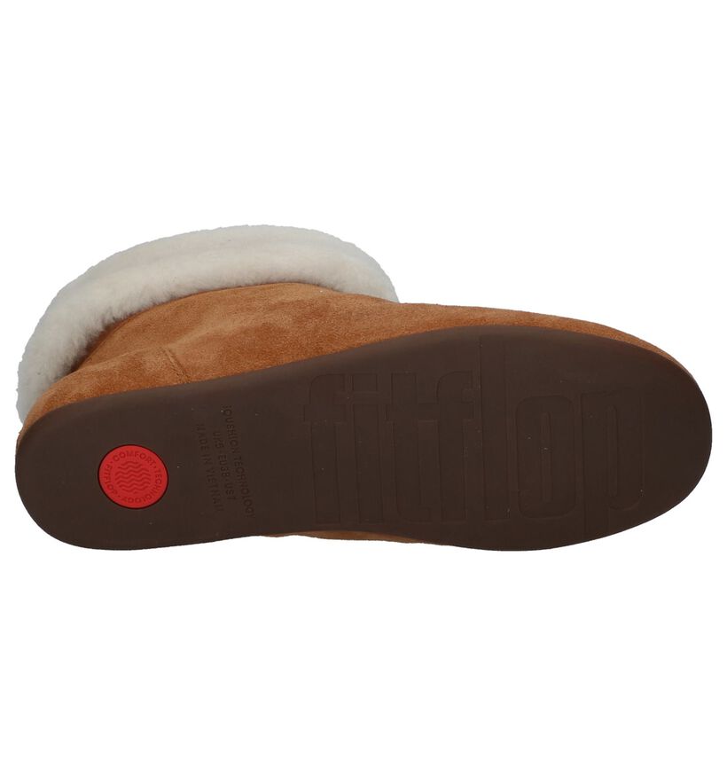 FitFlop Sarah Shearling Pantoufles en Cognac en daim (256046)
