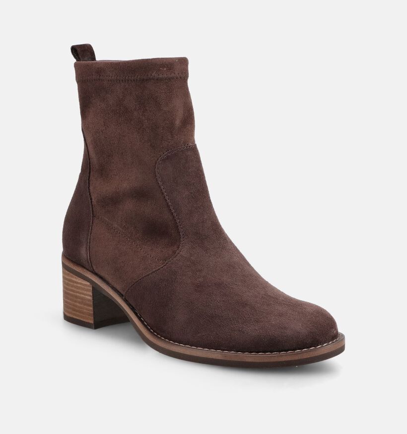 Gabor Comfort Donkerbruine Enkellaarzen met Hak voor dames (380088)