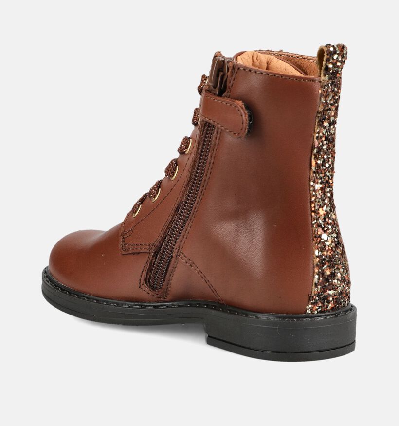 FR by Romagnoli Boots &agrave; lacets en Cognac pour filles (379003) - pour semelles orthop&eacute;diques