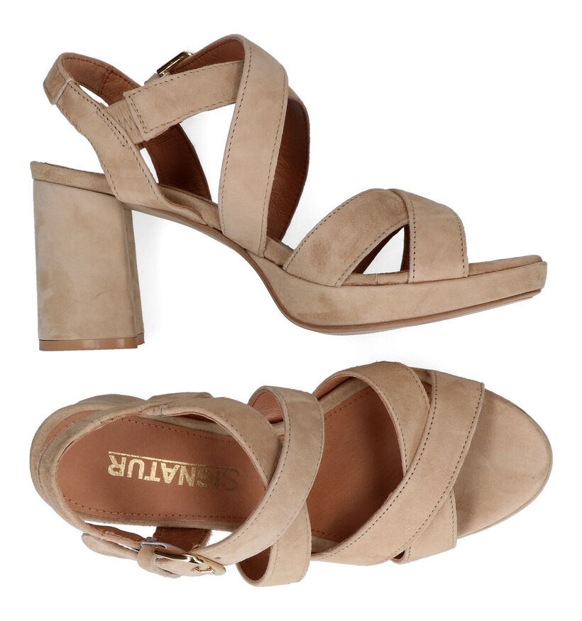 Signatur Sandales à talons en Beige pour femmes (308211)