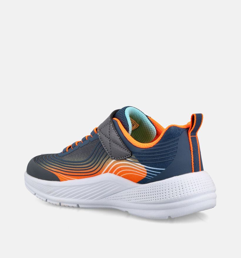 Skechers Microspec Advance Blauwe/Oranje Sneakers voor jongens, meisjes (375667) - geschikt voor steunzolen