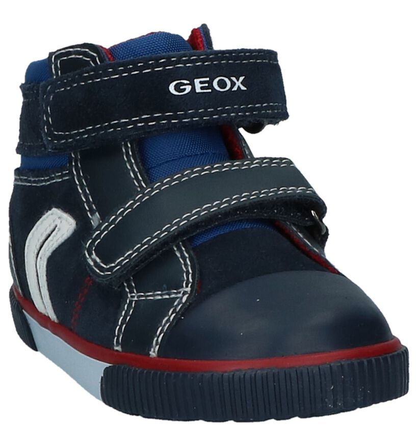 Geox Donkerblauwe Hoge Schoentjes met Velcro in daim (232728)