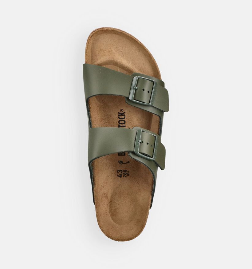 Birkenstock Arizona Leather Groene Slippers voor heren (368540)