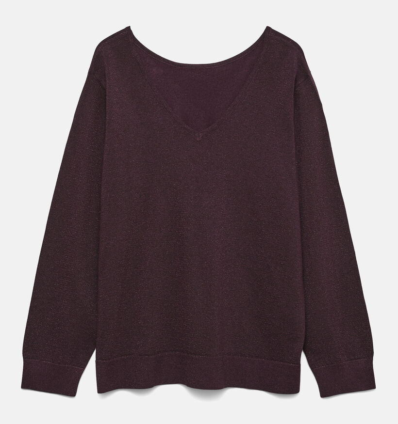Vero Moda Curve Happy Glitter Pull en Bordeaux pour femmes (366402)