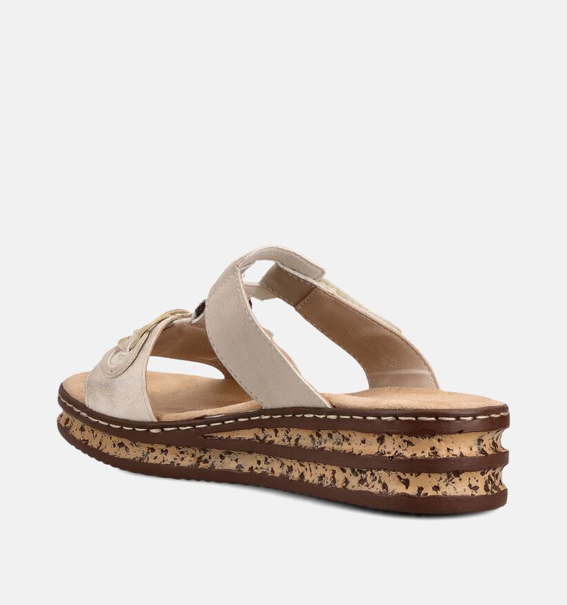 Rieker Beige Slippers met sleehak voor dames (370447)