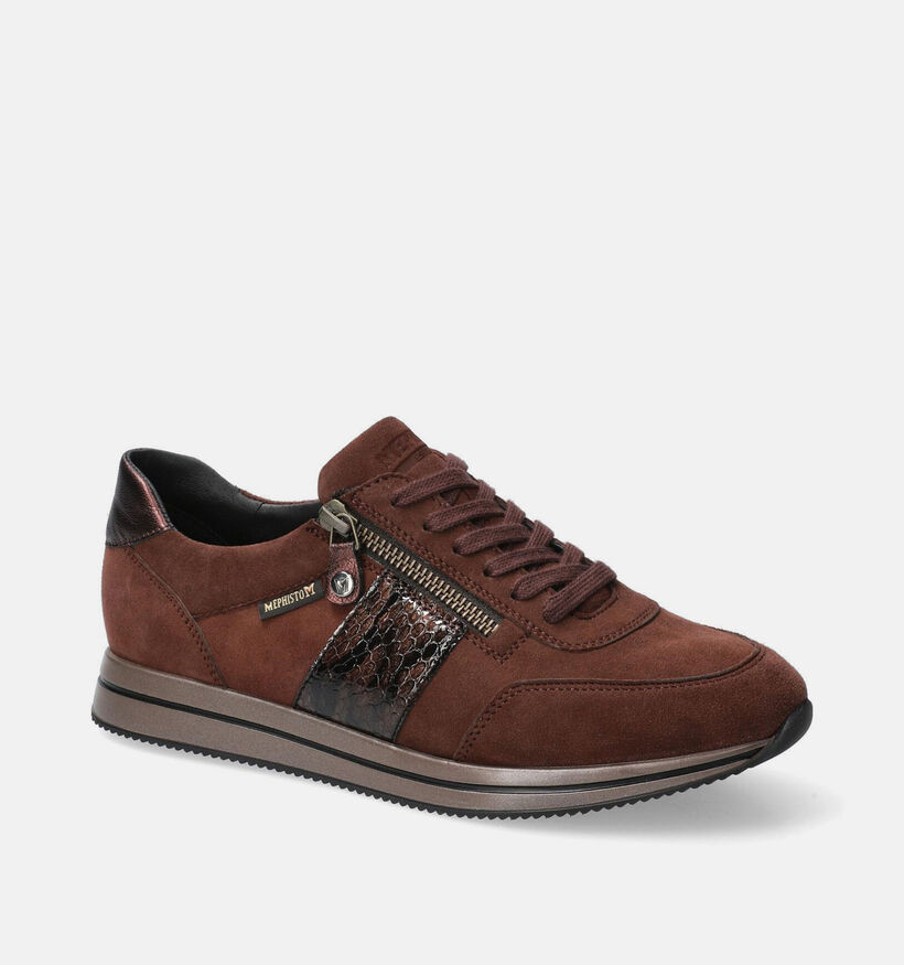 Mephisto Louma Bruine Sneakers met Veters en Rits voor dames (379086) - geschikt voor steunzolen