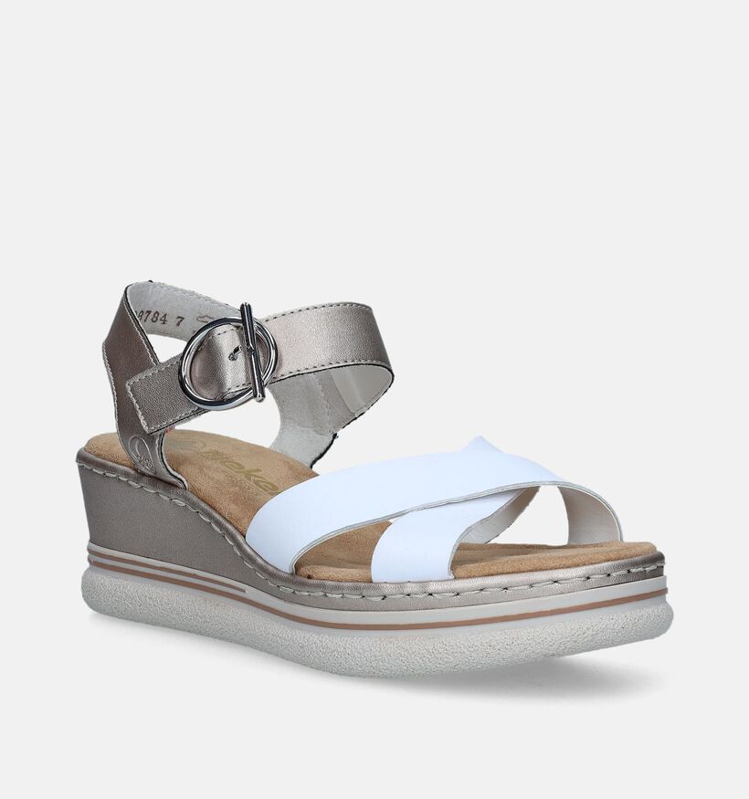 Rieker Witte Sandalen met sleehak voor dames (339090)