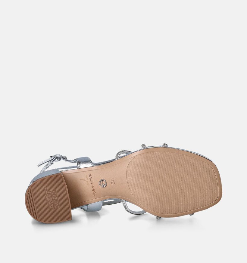 Tamaris Sandales avec talon carré en Argent pour femmes (354446)