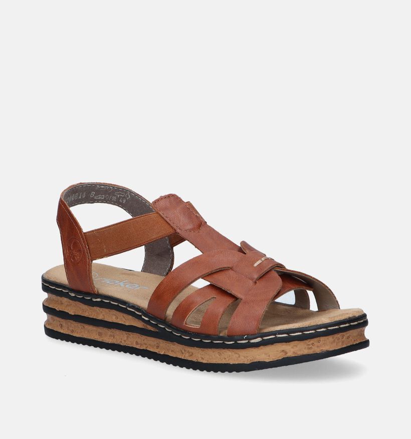 Rieker Cognac Sandalen met sleehak voor dames (339081)