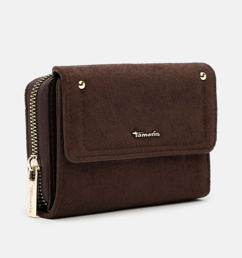 Tamaris Marina Suede Porte-monnaie zipp&eacute; en Brun fonc&eacute; pour femmes (378800)