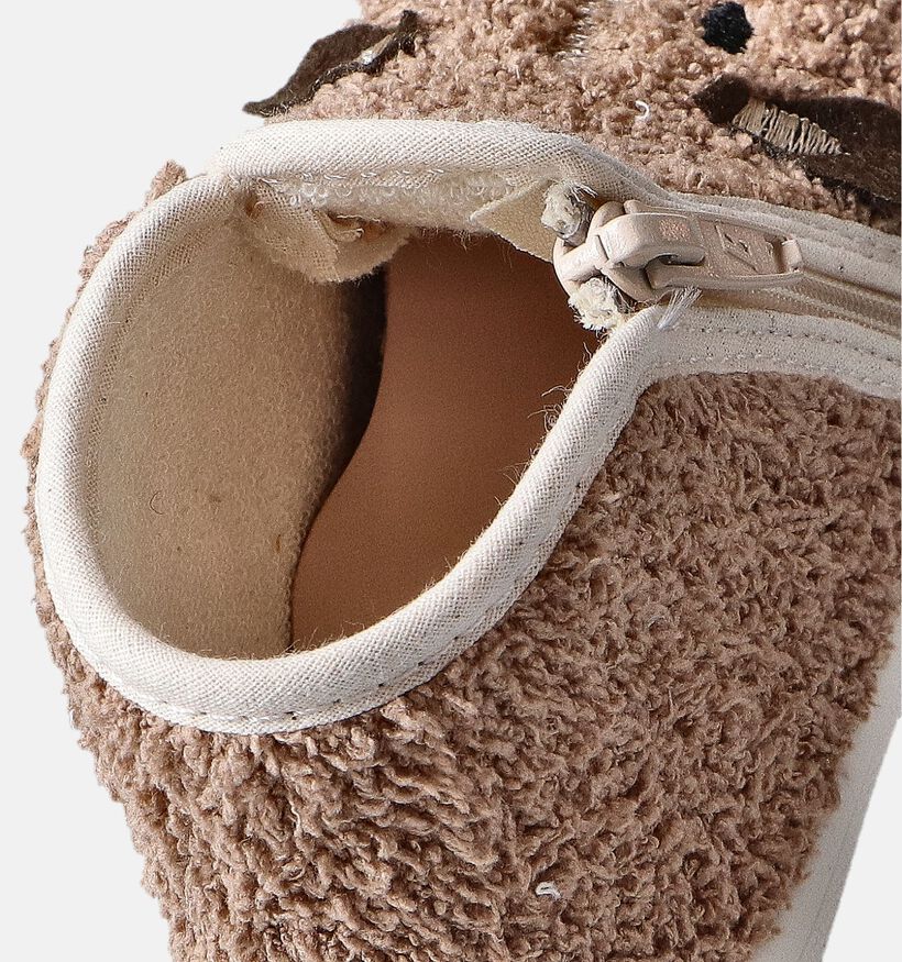 Milo en Mila Beige Teddy Pantoffels voor meisjes (358495) - geschikt voor steunzolen