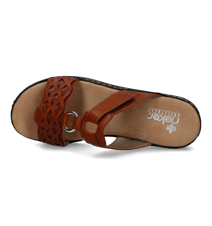 Rieker Cognac Slippers met sleehak voor dames (354946)
