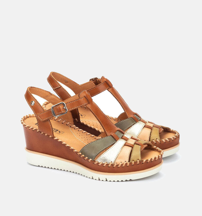 Pikolinos Aguadulce Sandales talon compense en Brun pour femmes (354658)