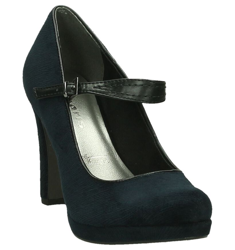 Tamaris Escarpins à bride en Bleu foncé en velours (202678)