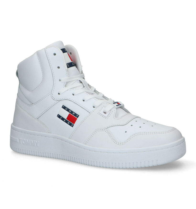 Tommy Hilfiger Tommy Jeans Mid Cut Baskets en Blanc en cuir (321212)