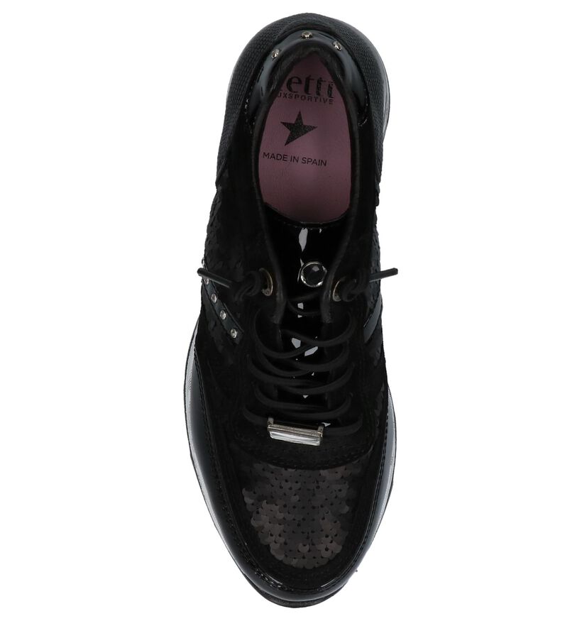 Cetti Zwarte Sneakers met Sleehak in leer (229812)