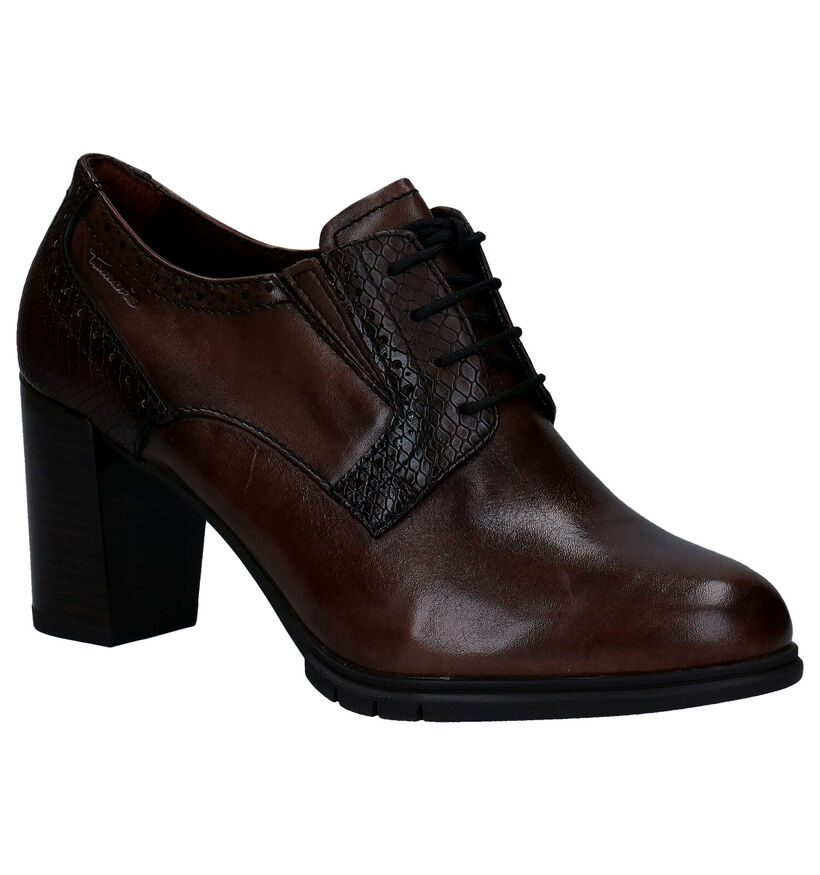 Tamaris TOUCH it Bruine Enkelpumps in leer (280739)