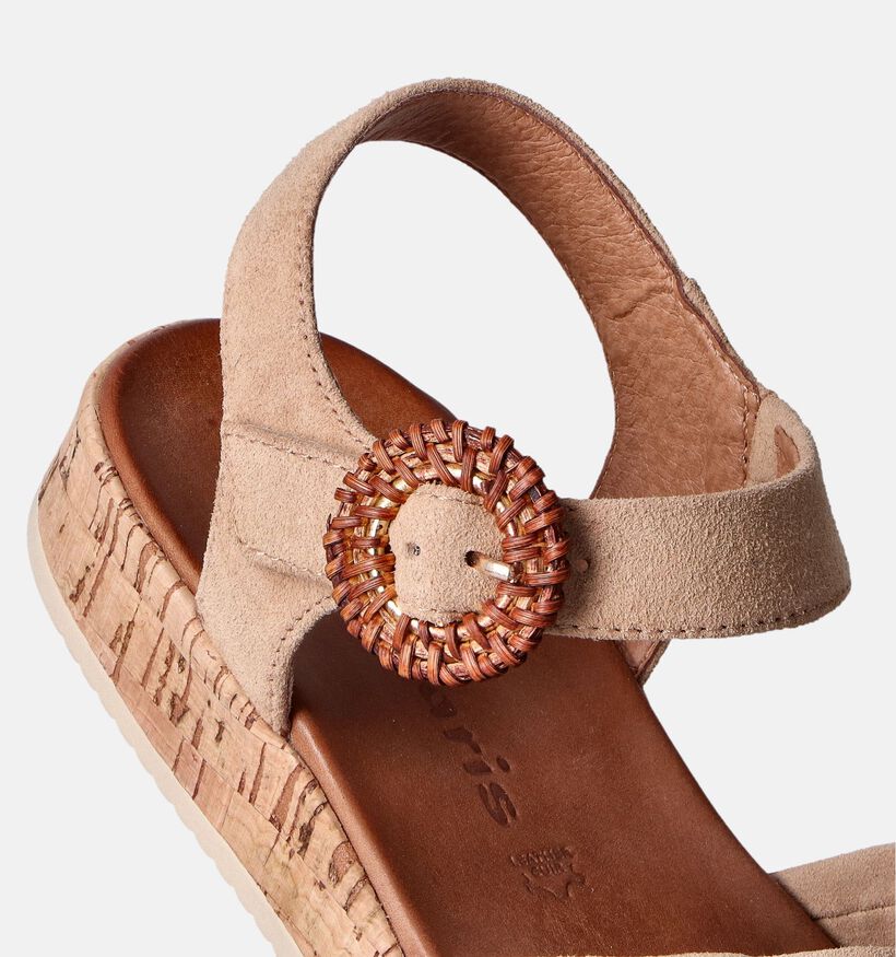 Tamaris Beige Sandalen met sleehak voor dames (354328)