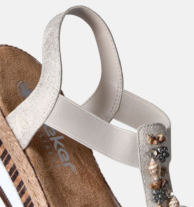 Rieker Sandales talon compensé en Or pour femmes (354938)