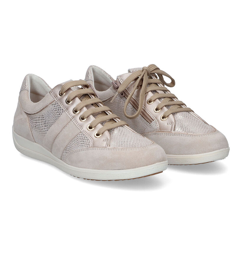 Geox Myria Beige Veterschoenen in daim (311609)
