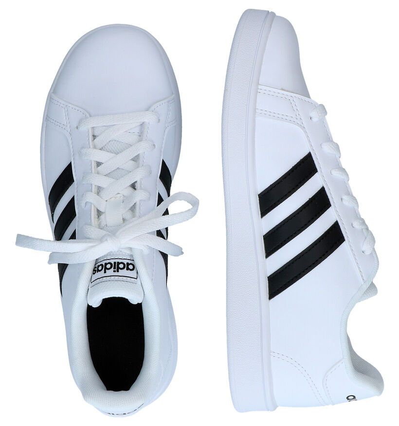 adidas Grand Court K Baskets en Blanc pour garçons (307966) - pour semelles orthopédiques