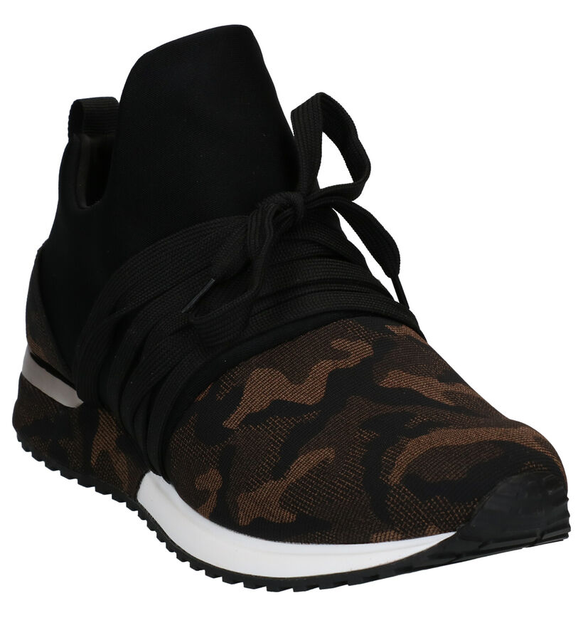 La Strada Zwarte Slip-on Sneakers in stof (278705)