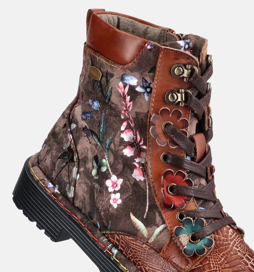 Laura Vita Incaso 39 Cognac Boots met Veter en Rits voor dames (381097) - geschikt voor steunzolen