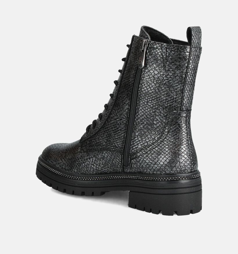 Marco Tozzi Zilveren Hoge Veterboots voor dames (362542)