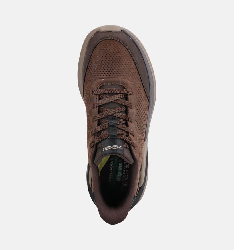 Skechers Slade 2.0 Waybound Baskets basses en Brun fonc&eacute; pour hommes (376898)