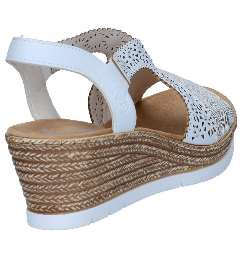 Rieker Witte Sandalen met sleehak voor dames (339118)