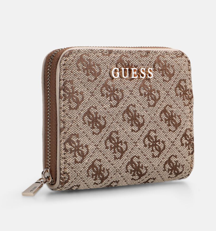 Guess Latte Logo Porte-monnaie zipp&eacute; en Marron pour femmes (372415)