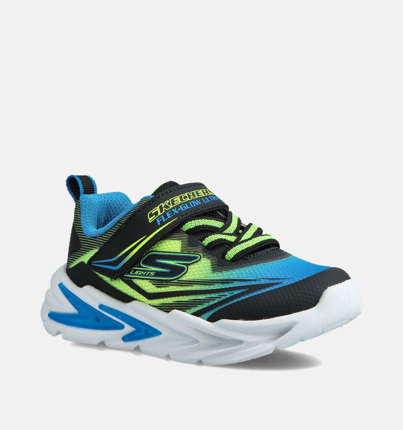 Skechers Flex Glow Ultra Baskets en Noir/Bleu pour garçons (366293)