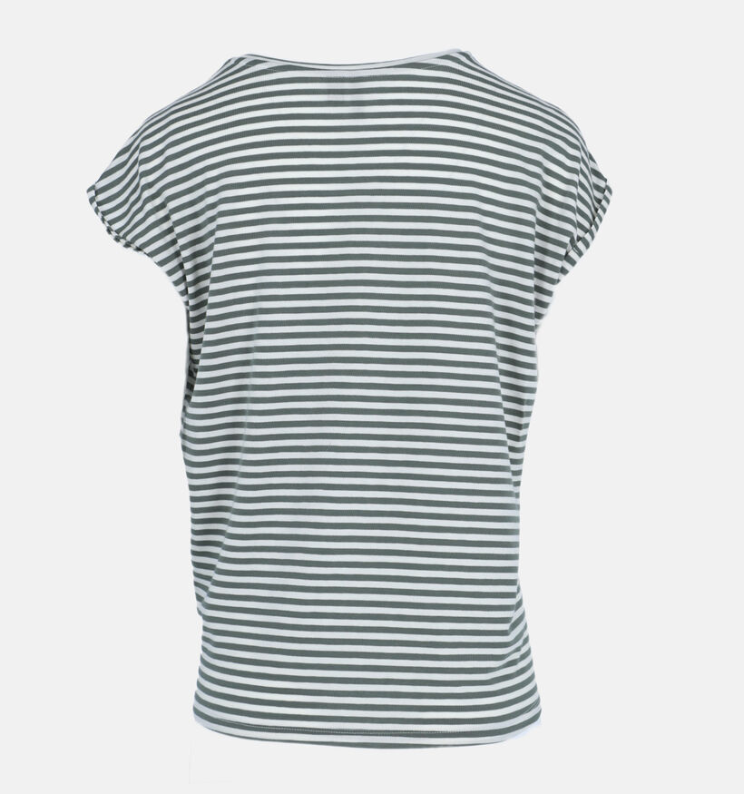 Vero Moda Ava T-shirt rayé en Vert khaki pour femmes (337266)
